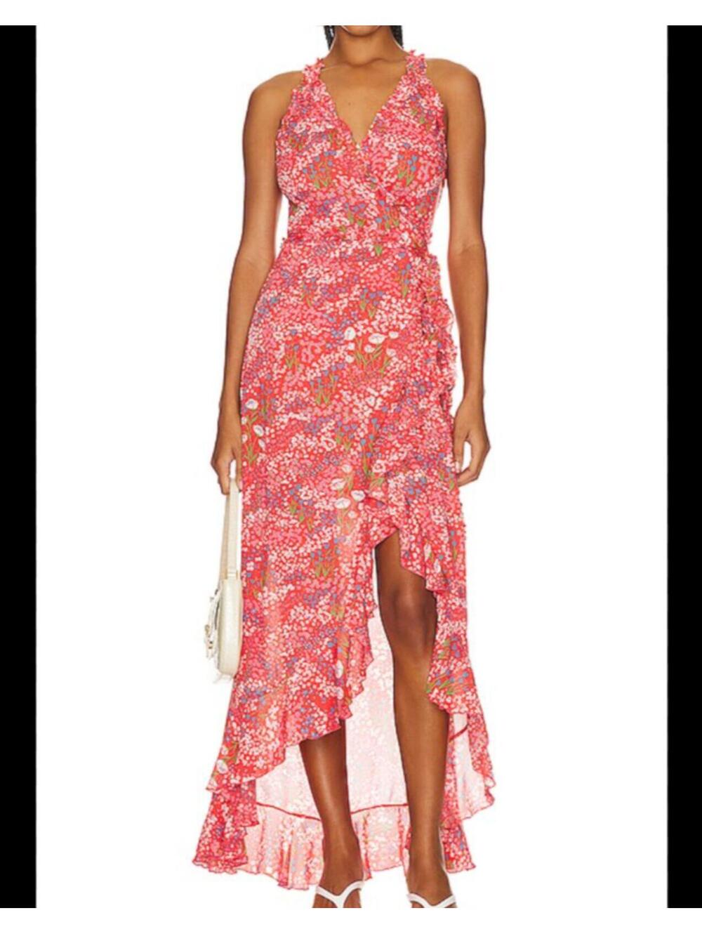 POUPETTE ST BARTH red Tamara floral wrap dress sz M